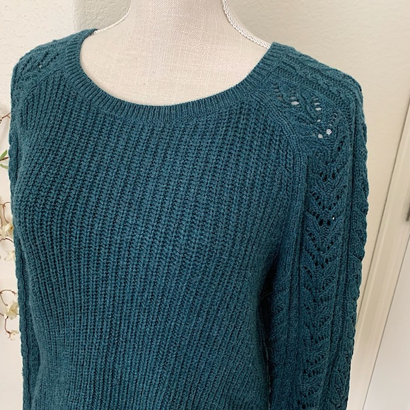 LOFT Pullover Sweater w/ Crocheted Arms - Picture 6 of 14